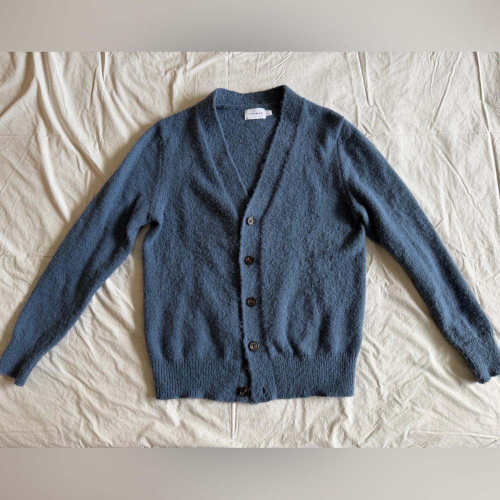 Topman Blue Men's Button-Up Cardigan